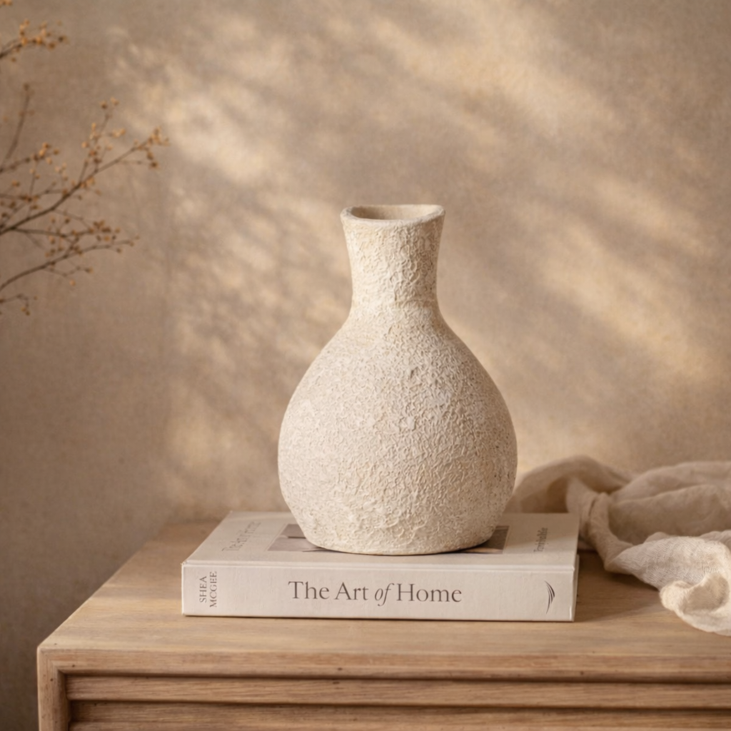 Rustic Ivory Terracotta Bud Vase