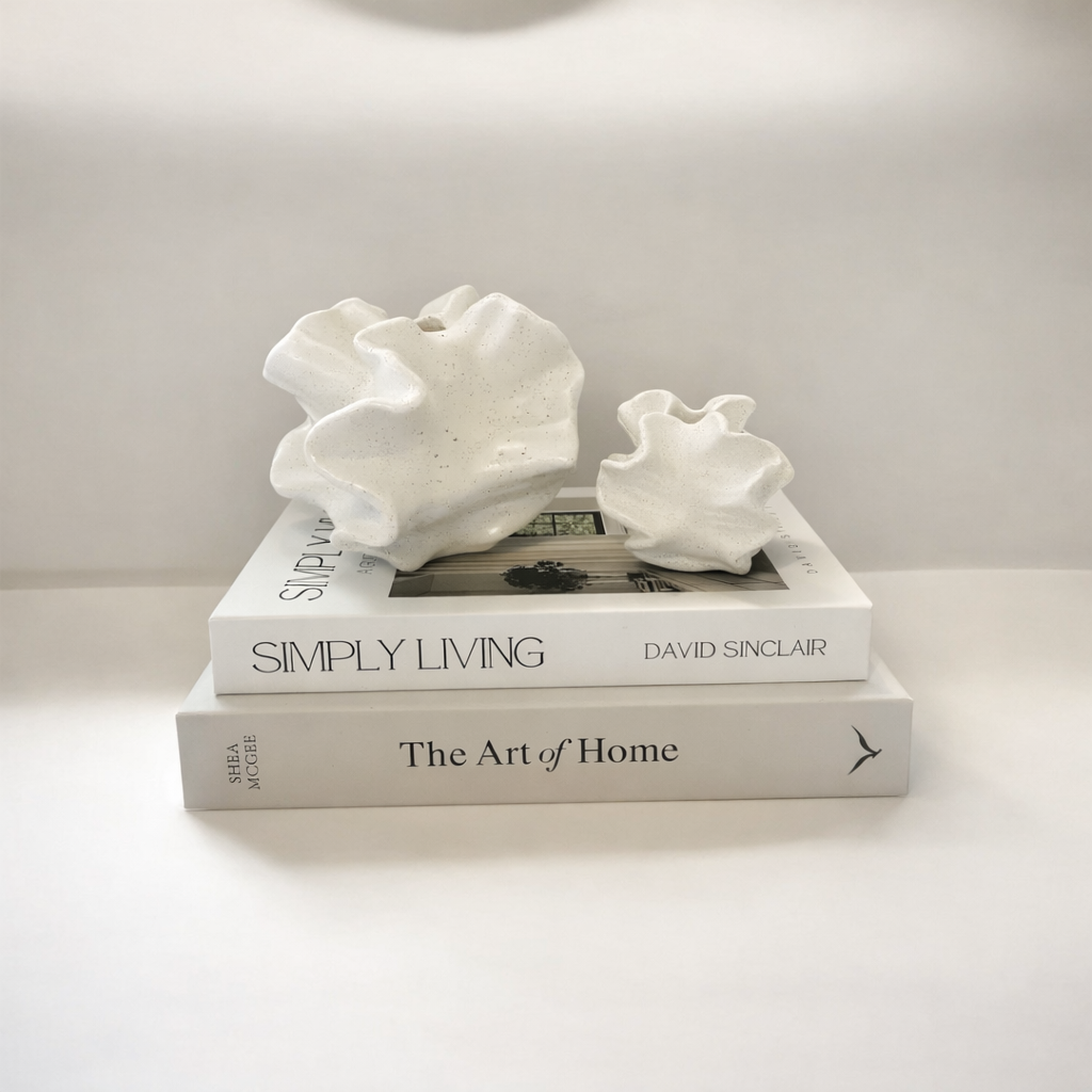 Duo Sculptural Ceramic Coral Vases