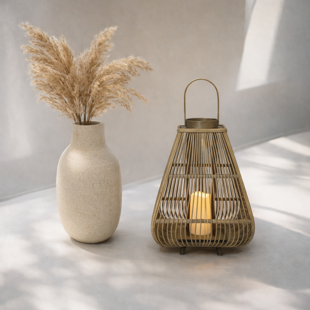 Large Natural Bamboo Pyramid Lantern