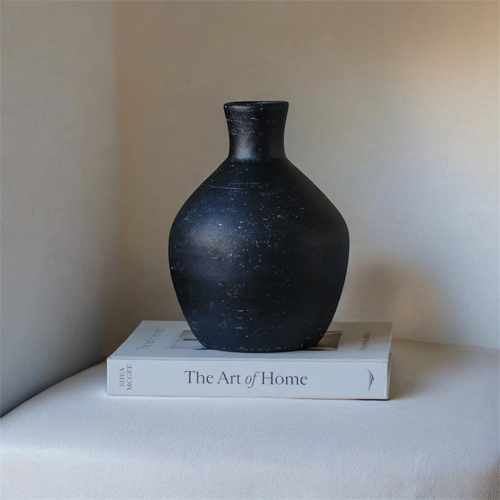 Matte Black Terracotta Vase