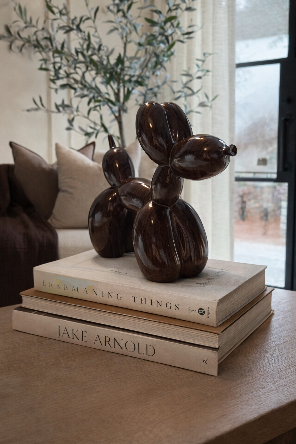 Retro Wood Balloon Dog Statue