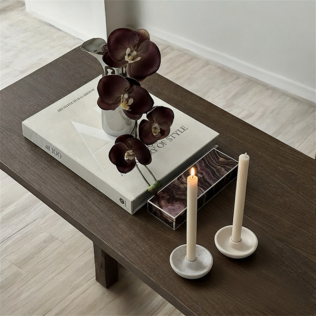 White Round Ceramic Candle Base