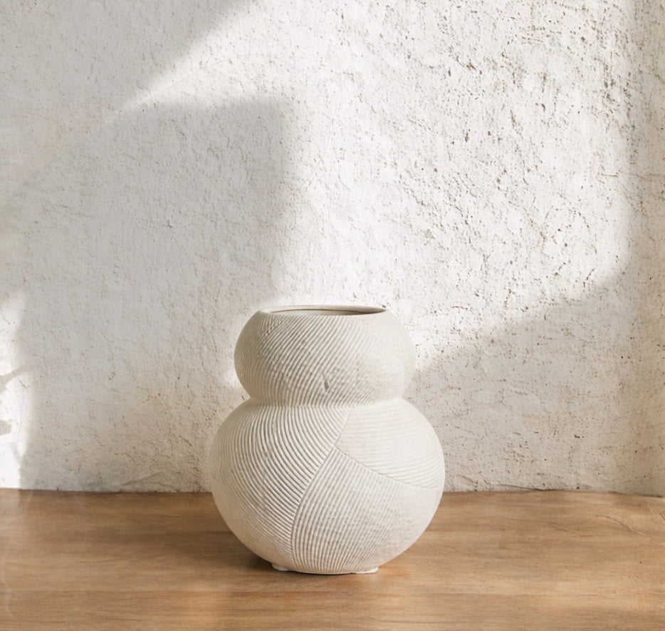 Textured Plump Ceramic Alba Vase H14.6cm