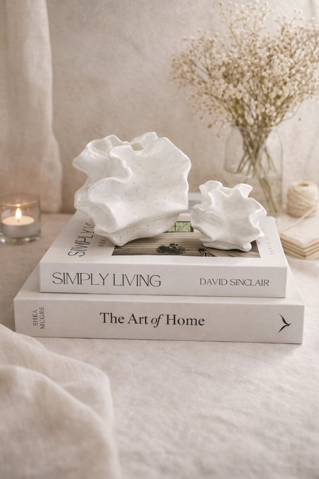 Duo Sculptural Ceramic Coral Vases