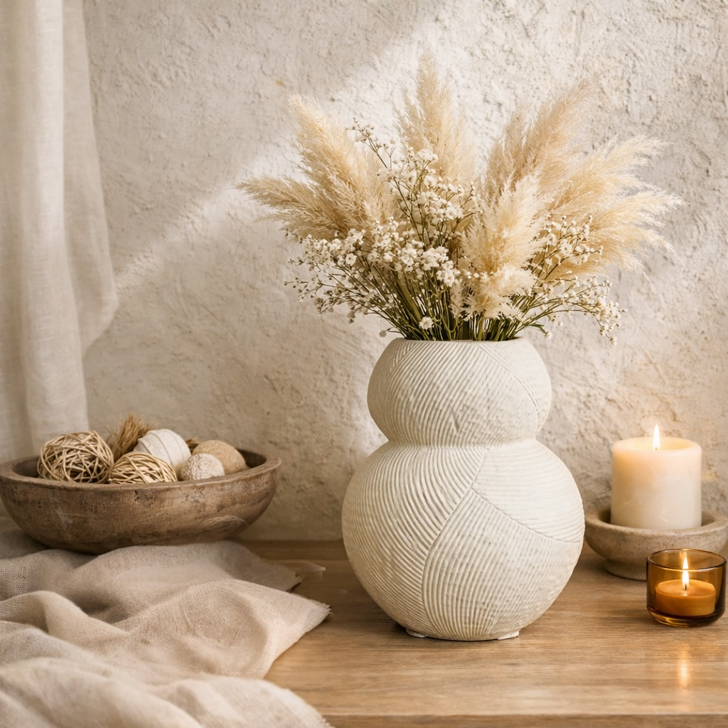 Textured Plump Ceramic Alba Vase H14.6cm