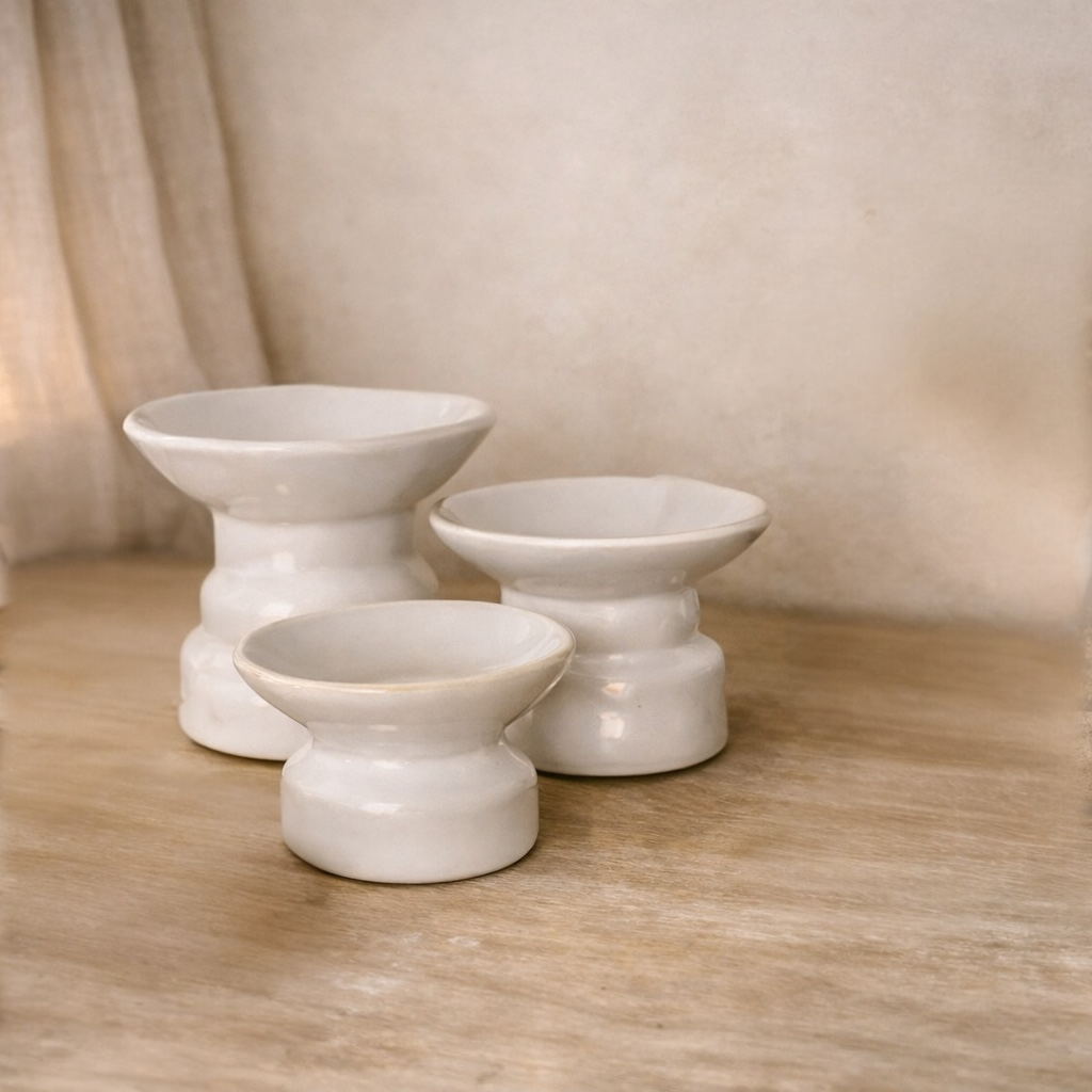 Trio White Padre Candle Bases